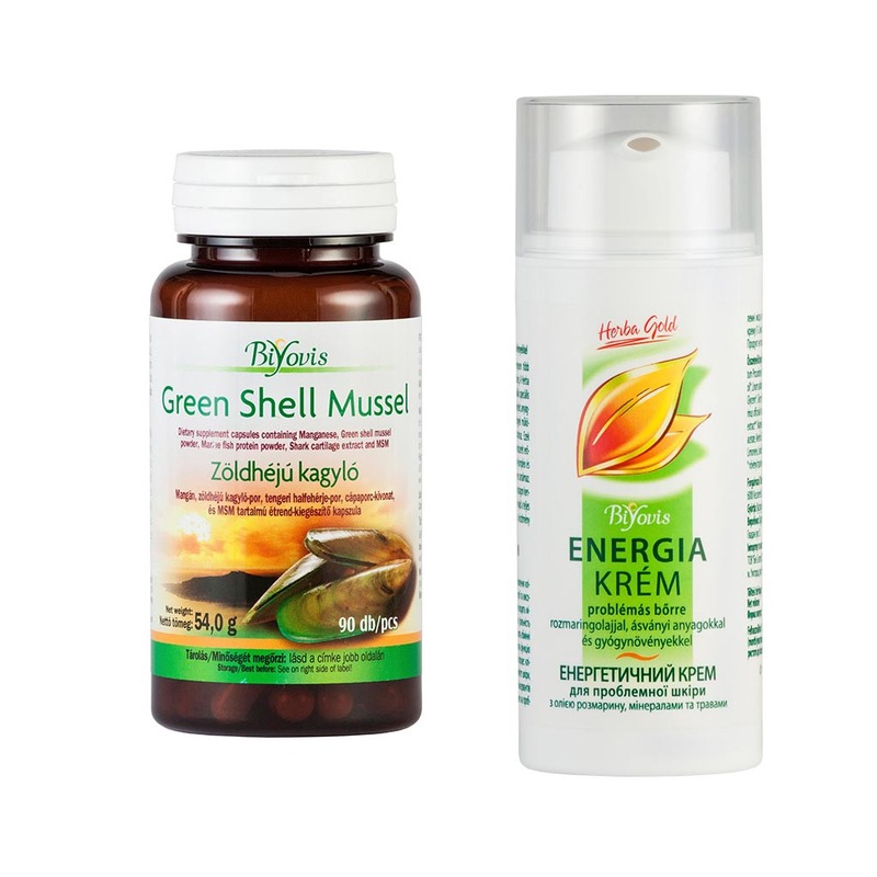 - Aktív ízületek csomag (Zöldhéjú kagyló kapszula 90 db + Herba Gold Energia Krém 100 ml)